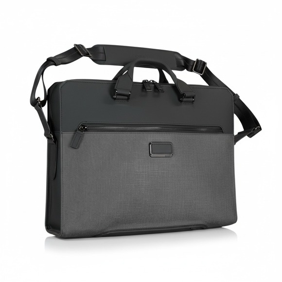 Tumi Ashton Gibson Slim Briefcase Grey Double Zip Laptop Dustbag Add Bag Sleeve - Picture 1 of 16